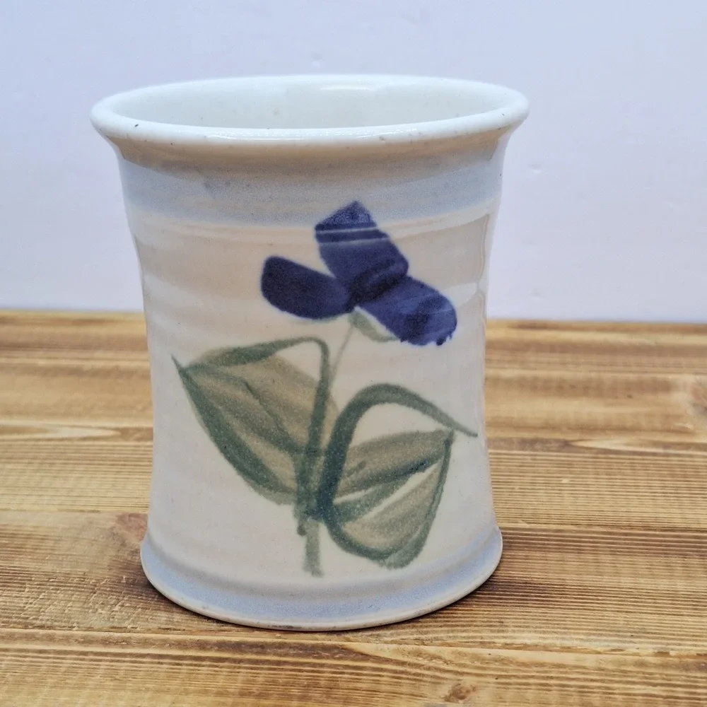 Pottery Crock Jar Vase Handmade Flowers Pencil‎ Holder Utensil Mini 4